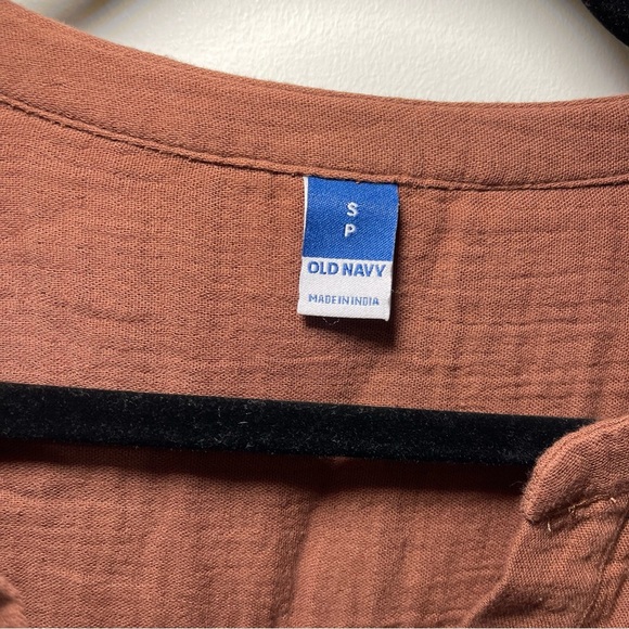 Old Navy Women’s Brown Long Sleeve Gauze Tunic Mini Dress Size S 100% Cotton - Picture 6 of 12